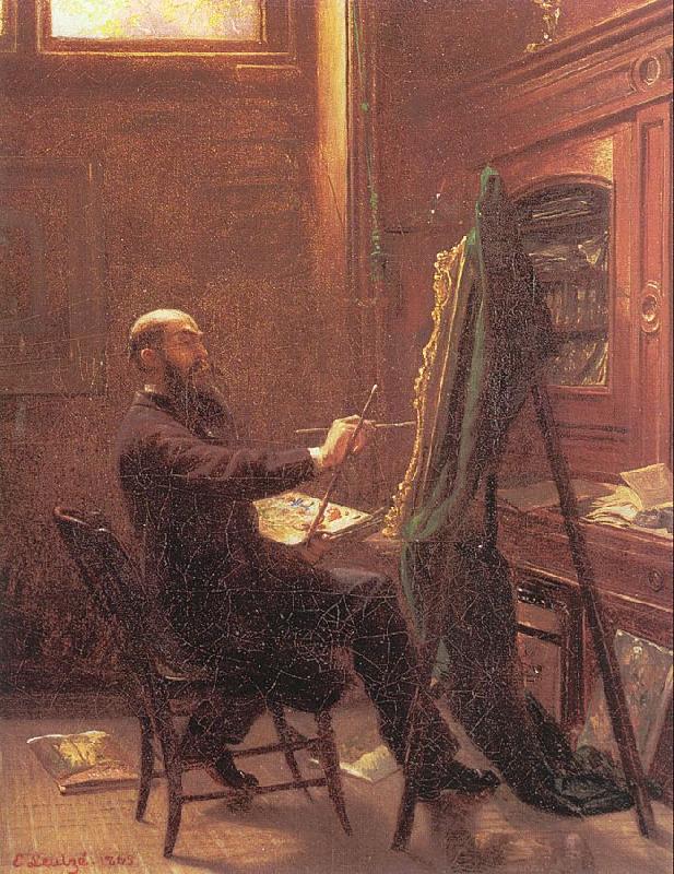 Leutze, Emmanuel Gottlieb Worthington Whittredge in his Tenth Street Studio oil painting image